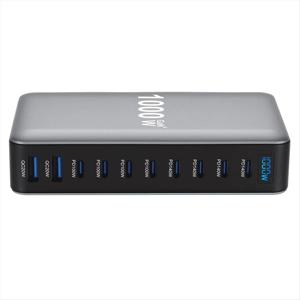 (A43I] 새로운 1000W GaN 데스크탑 고속 충전기 PD3.1 USB 타입 C 10포트 고속 충전 스테이션 어댑터 (모바일 및 태블릿용) EU 플러그