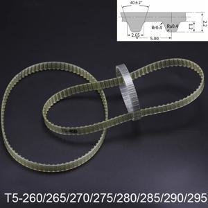 T5-260/265/270/275/280/285/290/295 5mm 피치 T5 8-40mm 폴리우레탄 PU 스틸 와이어 사다리꼴 코깅형 동기식 타이밍 벨트
