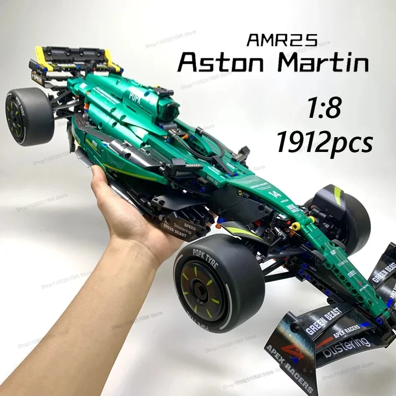 MK6022 1912PCS 1:8 뉴 테크닉 마틴 아람코 AMR25 빌딩 블록 MOC 스포츠카 DIY 조립 모델 세트 장난감 선물 (남아용) 장식