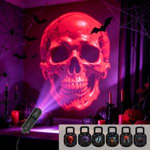 할로윈 USB LED 프로젝션 램프, 3/6개 패턴 조명 유령, 박쥐, 거미, 해골, 할로윈 분위기 조명 축제 장식