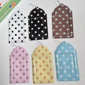 1PC 폴카 도트 카드 홀더 3 인치 포토 카드 카드 슬리브 Kpop 아이돌 카드 홀더 배낭 액세서리 펜던트 키 체인 팬 선물