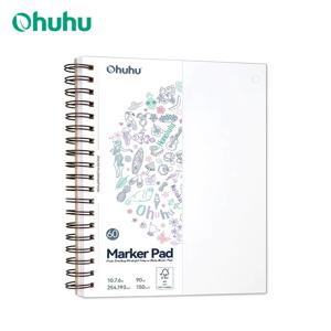 Ohuhu 양면 마커 패드 아트 스케치북 알코올 마커 드로잉 노트 학교를위한 출혈 방지 나선형 바운드 스케치 북