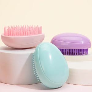 미니 에그 라운드 모양 헤어 브러시 작은 두피 마사지 빗 부드러운 휴대용 헤어 브러시 여행용 습식 건식 엉킴 방지 미용 빗