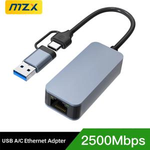 MZX 2.5G 2500M 네트워크 카드 어댑터 USB 3.0 타입 C - Rj45 랜 이더넷 RTL8156 유선 윈도우 노트북 PC 액세서리 (맥북용)