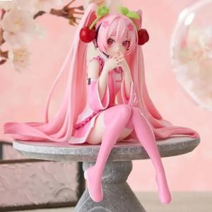 12cm 하츠네 미쿠 애니메이션 액션 피규어 핑크 드레스 PVC 모델 장난감 체리 핑크 벚꽃 장식품 수집용 장난감