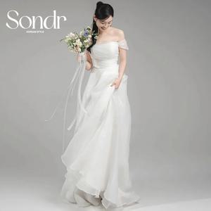 Sondr 오프숄더 한국 웨딩드레스 스트랩리스 오간자 A라인 신부 드레스 우아한 롱 여성 사진 촬영 맞춤 제작 2025