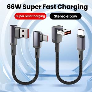 15/25/50cm 짧은 66W 고속 충전 타입 C 케이블 90 °   아이폰 15 16 17 화웨이 파워뱅크용 엘보우 USB C 타입 C 충전 케이블