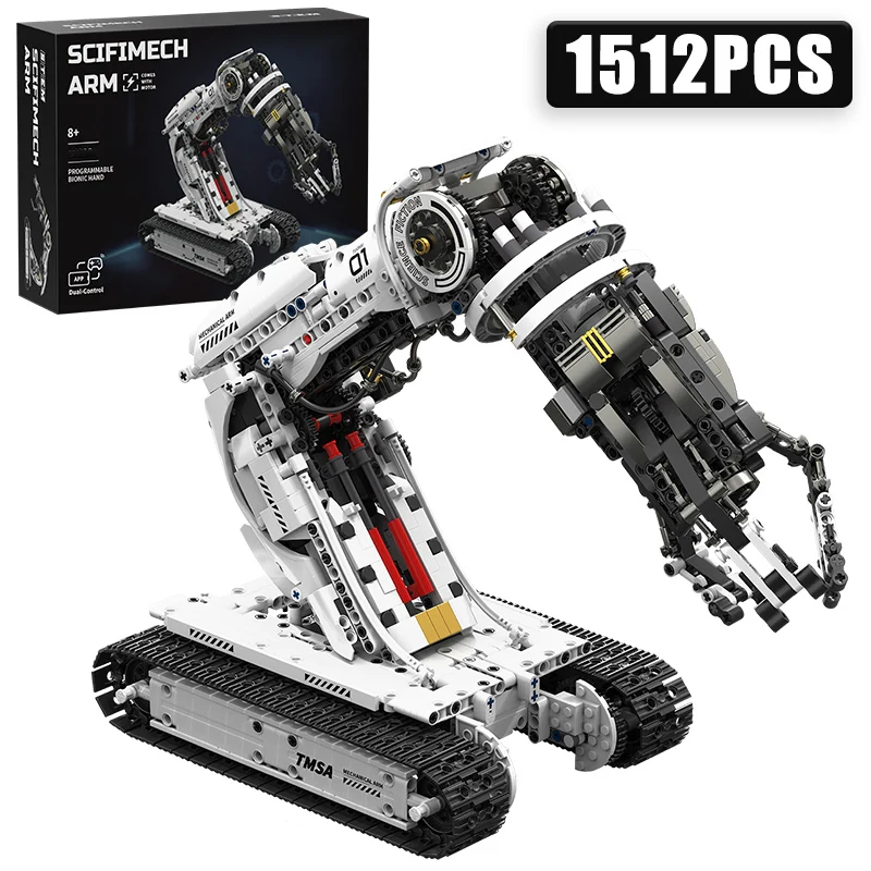 기술적인 1512Pcs 공상 과학 프로그래밍 로봇 팔 빌딩 블록 하이테크 엔지니어링 자동차 브릭 장난감 어린이 성인 선물