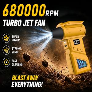680000RPM 터보 미니 제트 팬 무선 핸디형 에어 더스터 진공 청소기 2 in 1 강력한 브러시리스 블로워 (자동차, 가정, 키보드용)