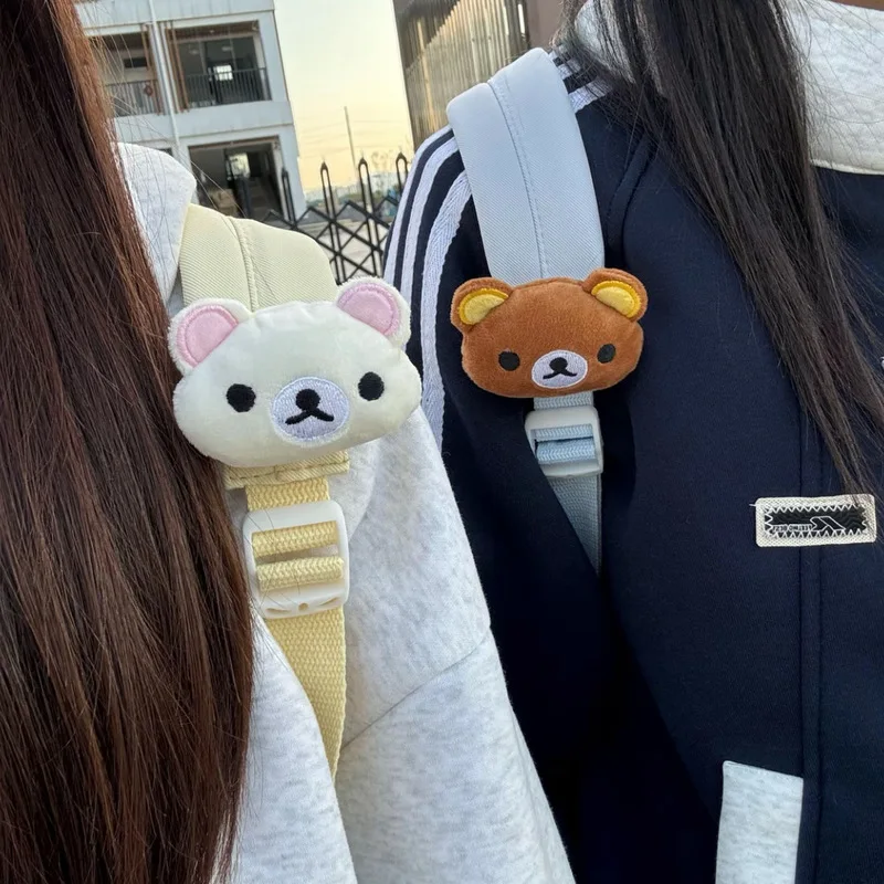 만화 리락쿠마 귀여운 푹신한 부드러운 봉제 곰 열쇠고리 가방 참 장식 펜던트 베스트 친구 선물