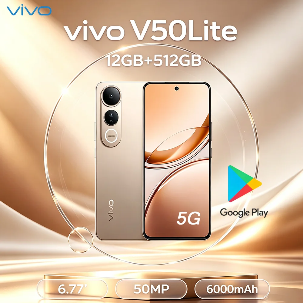 VIVO V50 Lite 5G 6.77인치 120Hz 화면 대용량 저장 스마트폰 12GB+512GB 50MP 카메라 6500mAh 대용량 배터리 타입-C 듀얼심 폰
