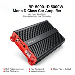 5000W 모노블록 차량용 오디오 앰프 클래스 D, 1채널 베이스 파워 앰프 (로우 패스 필터 및 리모트 베이스 노브 포함) 12V