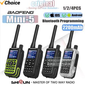 바오펑 미니-5 밴드 듀얼 PTT 무전기 2200mAh 앱 블루투스 프로그래밍 FM 아마추어 무선 Type-C 핸드헬드 트랜시버 라디오
