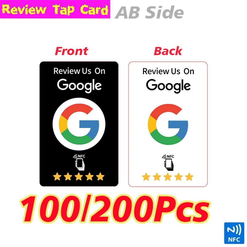 RFID 카드 앞면 뒷면 AB면 재사용 가능 리뷰 탭 카드 구글 NFC 카드 구글 리뷰를 해주세요 탭 카드 SEO 향상 시간 절약
