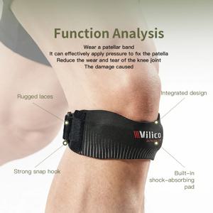 1pc VILICO 슬개골 스트랩, 무릎 보호대 슬개골 힘줄 지지대, 달리기, 농구, 점퍼니, 테니스, 배구에 적합