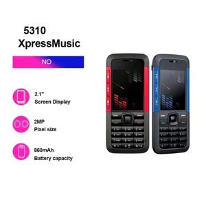 리퍼비시된 언락된 노키아 5310 XpressMusic 클래식폰 2MP 블루투스 라우드 스피커 러시아어 아랍어 히브리어 기능 탑재 휴대폰