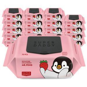 물티슈 (마지막 3일 카드 19900원) 70평량 슈퍼대디 미스터펭 딸기 70매 20팩