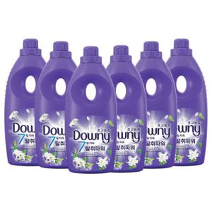 다우니 탈취파워 섬유유연제 화이트티와 릴리 1L 6개 / 다우니 퍼플 + 다우니 목련과 베리 200ml 1개