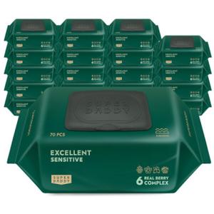 슈퍼대디 아기물티슈 (82g 최고평량 행주) 20팩 엑설런트 센시티브 캡형 70매 저자극 프리미엄