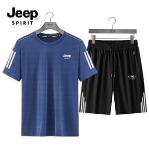 (국내발송) JEEP SPIRIT 아이스 실크 반팔+반바지 셋업 트레이닝 세트 운동복 남성 여성 남자 여자 여름신상