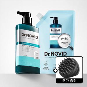 엘라스틴 닥터노비드 탈모증상완화 지루성두피용 약산성 비듬 샴푸 400ml + 300ml +(증정)두피브러쉬