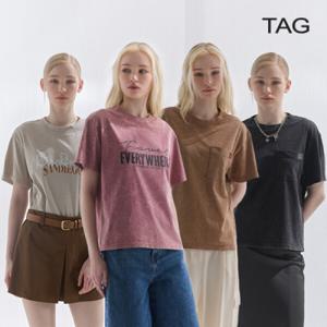 (현대홈쇼핑)TAG 태그 26SS 피그먼트 코튼 100 레터링 티셔츠 4종