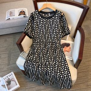 아웃사이즈 OA8961 빅사이즈 아트 빈티지 반팔 플리츠 어깨트임 A라인 롱 원피스 3XL-9XL