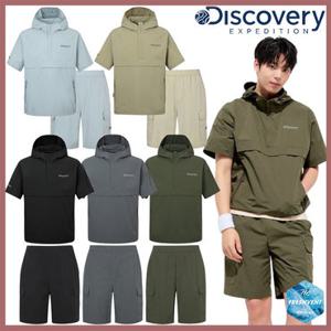 [백화점]디스커버리 25SS 여름/할인 세미오버핏 남여공용 폴튼 프레시벤트 아노락 반집업 자켓/카고반바지 트레이닝 세트 DXTR7E053,DXTB7G053-GSAN