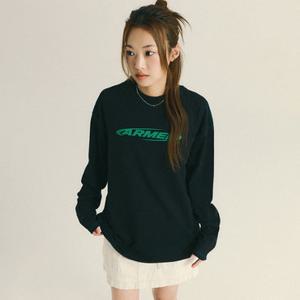 [머슬암드] 공용 ARMED 스티치 긴팔 티셔츠 [블랙/그린] (MSFMTSL02BG-W)