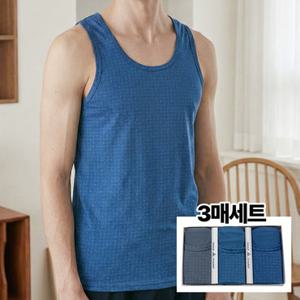 오마샤리프 남성 면스판 민소매 런닝셔츠 3매 세트