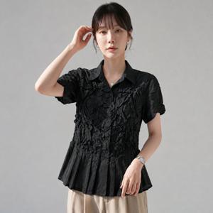 플라라 (88까지)플리츠프레스플라워블라우스