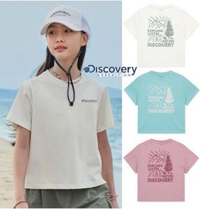 [백화점]디스커버리키즈 DKRS7B053 [택가 49,000원] 접촉냉감 여아 프레시벤트 캠핑그래픽 반팔티셔츠