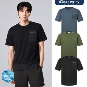[백화점]디스커버리 [택가79,000원] 25SS할인 남성 프레시벤트 우븐 하이브리드 립스탑 포켓 반팔티 DMRS8W053