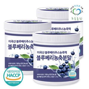 푸른들판 블루베리 농축 분말 가루 180gx3통 열매 파우더