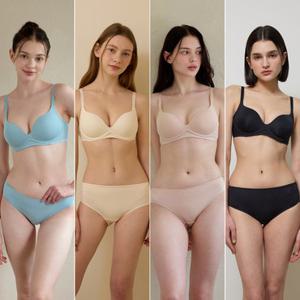 [Wonderbra] 일체형 볼륨 몰드 노와이어 브라팬티 8종세트 블루그레이+오트밀+베이지+블랙 WBW3O01020304D_T