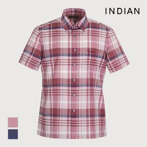[INDIAN] 린넨 블랜드 빅체크 반팔셔츠_MITNSYM4141