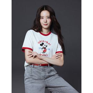 [백화점]여성 쿨코튼 디즈니 콜라보 크롭 링거 반팔티 PHG2TS2430