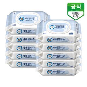깨끗한나라 닥터비데 화장실용 물티슈 캡형 46매 x 10팩