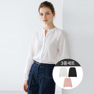 아사 면 셔링 블라우스 3종세트