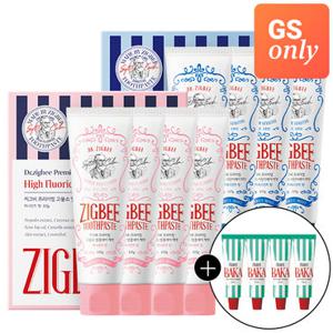 지그비[정가61,900원] 고불소 잇몸케어 치약 허니민트향 117g 4개입+민감성 시린이케어 치약 시트러스민트향 117g 4개입+바카치약 20g 4개 증정
