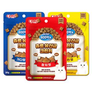 [유통기한 26년11월]이나바 챠오 츄르 유산균 크런키 60g 겉바속촉 고양이간식