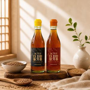 [농가살리기] 저온압착 농가네 첫번째 참기름 350ml+들기름 350ml (총2병) (100%통깨)