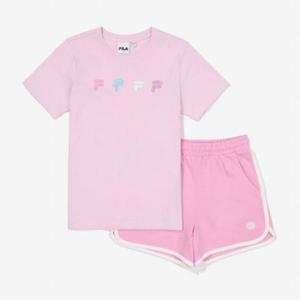 [51%OFF][휠라키즈] Girls 스마일 그래픽&반바지 셋업 (FK2FSF2201F_EPK)