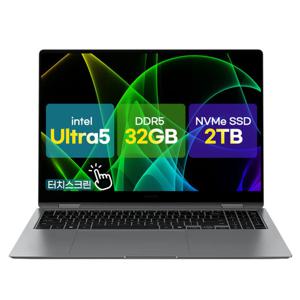 삼성전자 갤럭시북5 프로 NT960XHZ-AD52G_T2 터치화면 울트라5 32G/2TB Arc 3K해상도 120Hz 쿼드스피커 지문인식 썬더볼트 AI 사무노트북