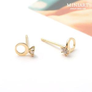 [미니아트] 14K Gold 프로포즈 미니 금 귀걸이 큐빅 반지 이어링