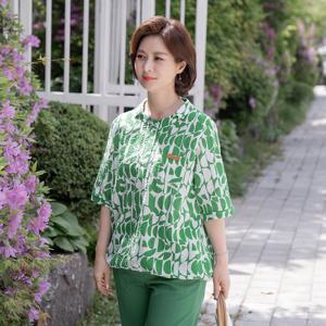엄마옷 마담4060 여름셔츠하프문반오픈-QBL2404092-