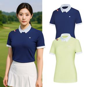 비티알 여성 골프웨어 여름 배색 반팔 스판 카라 티셔츠 BSC499ST8W