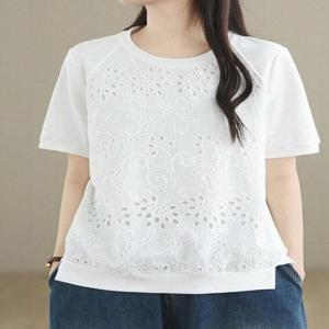 [디얼마미][디얼마미] 베로나 펀칭 레이스티 /마담 미시 중년 여성 빅사이즈 40대 50대