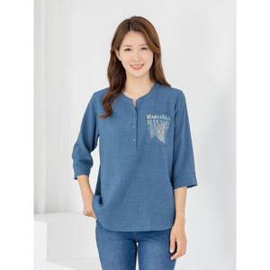 [모슬린]엄마옷 여름 블라우스 7부 반오픈 라운드 MQG128310 마담 미시 중년여성 빅사이즈 할머니옷 50대..