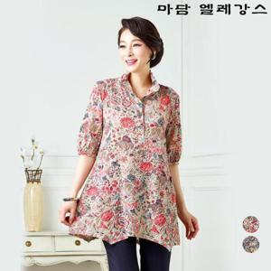 [마담엘레강스][마담엘레강스] 플로리스트 와이어카라 시어서커 블라우스 K201BL04